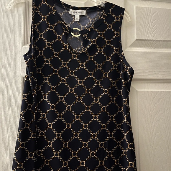 NINE WEST SLEEVELESS TOP in Navy/Gold  size Small - Picture 1 of 3